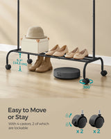 SONGMICS Heavy-Duty Clothes Rail with Shelf & Wheels
