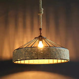 Rustic Hemp Rope Pendant Light Shade – Vintage Industrial Charm