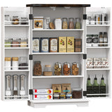 HOM.COM Farmhouse-Style Kitchen Cupboard with Adjustable Shelves & Barn Door Design
