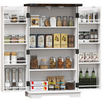 HOM.COM Farmhouse-Style Kitchen Cupboard with Adjustable Shelves & Barn Door Design