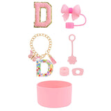 SipSavvy™ 7-Piece Pink Accessory Kit for Stanley Cup Tumbler – Custom Letter Set A–Z