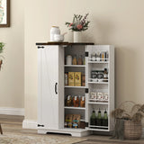 HOM.COM Farmhouse-Style Kitchen Cupboard with Adjustable Shelves & Barn Door Design