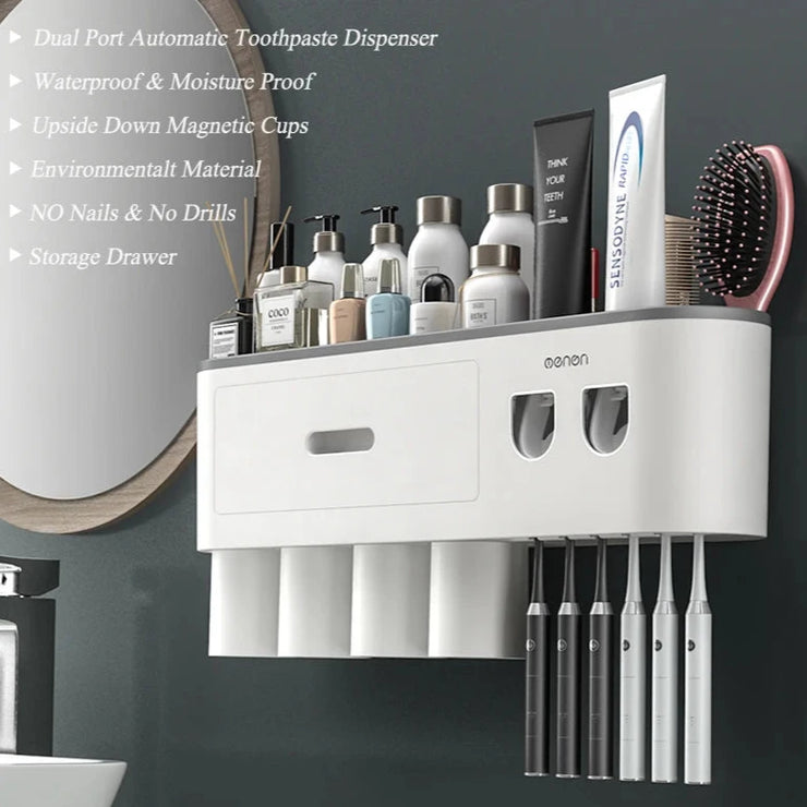 Toothbrush Holder -Automatic Toothpaste Squeezer