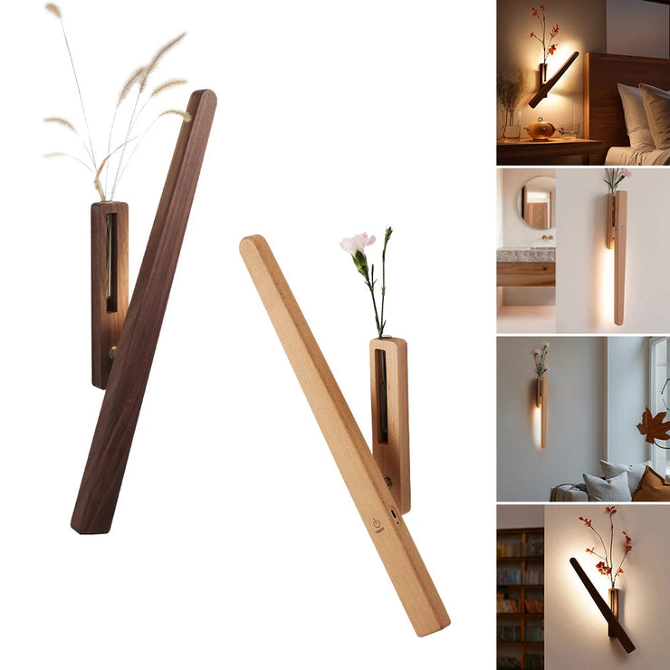 Floral Glow: LED Wood Flower Wall Lamp