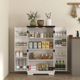 HOM.COM Farmhouse-Style Kitchen Cupboard with Adjustable Shelves & Barn Door Design
