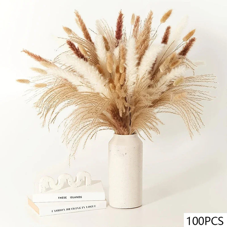 Boho Luxe Pampas Bouquet – 105pcs Dried Flower Arrangement