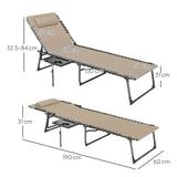 Outsunny Adjustable Folding Reclining Sun Lounger with Side Table & Pocket