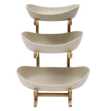 3-Tier Bamboo & Ceramic Fruit Bowl Stand – Kitchen Storage with Style