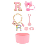 SipSavvy™ 7-Piece Pink Accessory Kit for Stanley Cup Tumbler – Custom Letter Set A–Z
