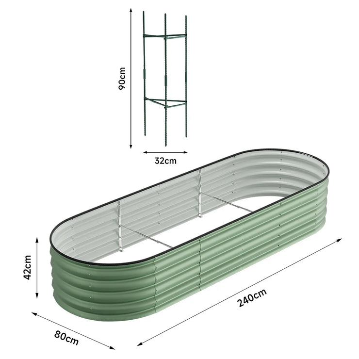 Green Gardens Oval-Shaped Galvanised Steel Raised Garden Bed – 240cm for Outdoor Vegetation