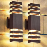 Modern Outdoor LED Wall Light – Twin Band Up & Down Sconce