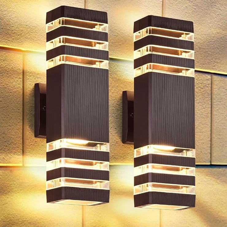 Modern Outdoor LED Wall Light – Twin Band Up & Down Sconce