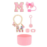 SipSavvy™ 7-Piece Pink Accessory Kit for Stanley Cup Tumbler – Custom Letter Set A–Z