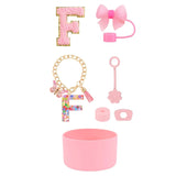SipSavvy™ 7-Piece Pink Accessory Kit for Stanley Cup Tumbler – Custom Letter Set A–Z