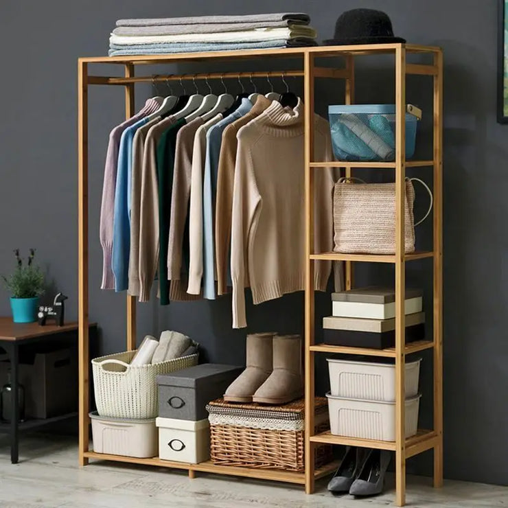 EcoStyle Bamboo Garment Rack with Shelves