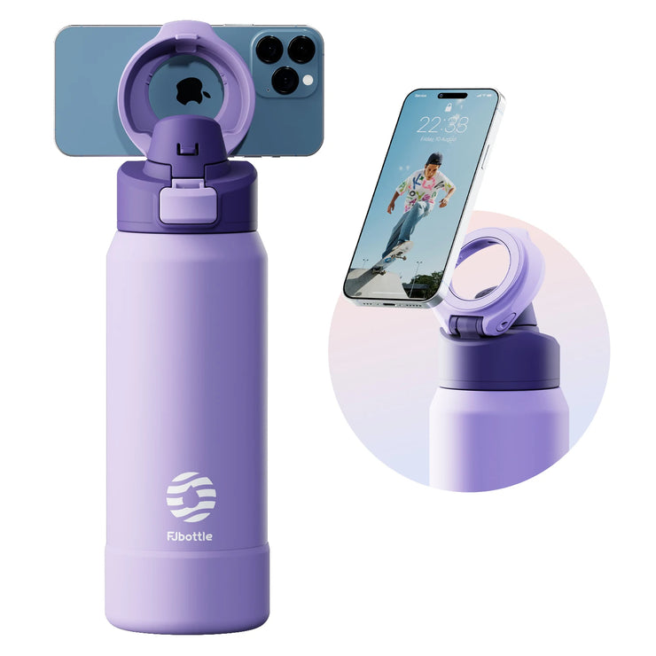 Magnetic Stainless Steel Sports Water Bottle & Device Holder