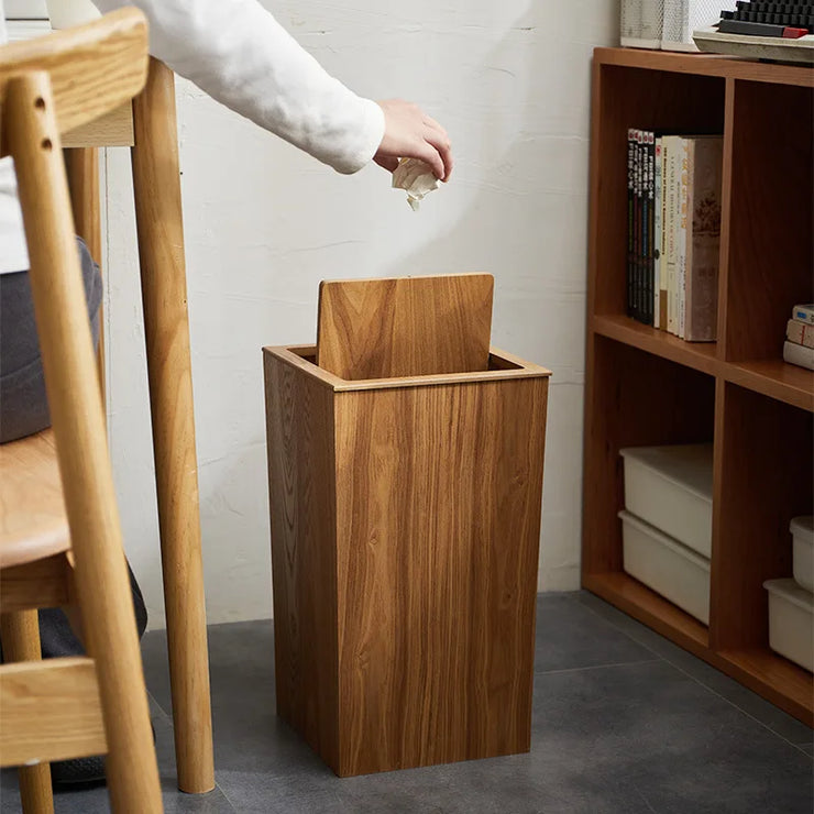 Japanese Wooden Stitched Trash Can