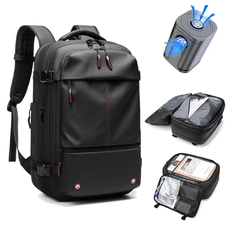 Men’s Expandable Travel Backpack with Vacuum Compression & 17-Inch Laptop Compartment