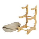 3-Tier Bamboo & Ceramic Fruit Bowl Stand – Kitchen Storage with Style