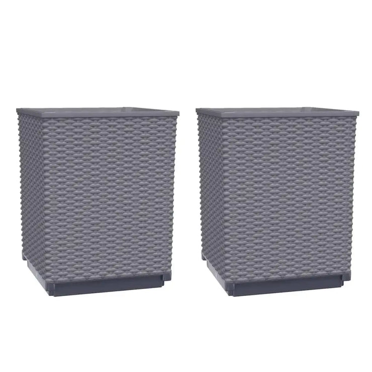 2-Piece Set Blue/Grey Polypropylene Planters – Durable Outdoor Pots