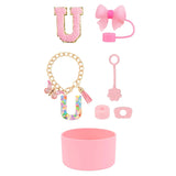 SipSavvy™ 7-Piece Pink Accessory Kit for Stanley Cup Tumbler – Custom Letter Set A–Z