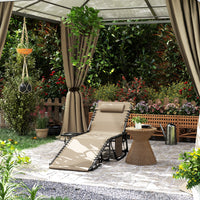 Outsunny Adjustable Folding Reclining Sun Lounger with Side Table & Pocket
