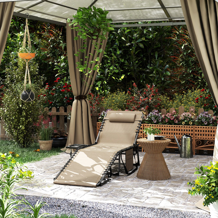 Outsunny Adjustable Folding Reclining Sun Lounger with Side Table & Pocket