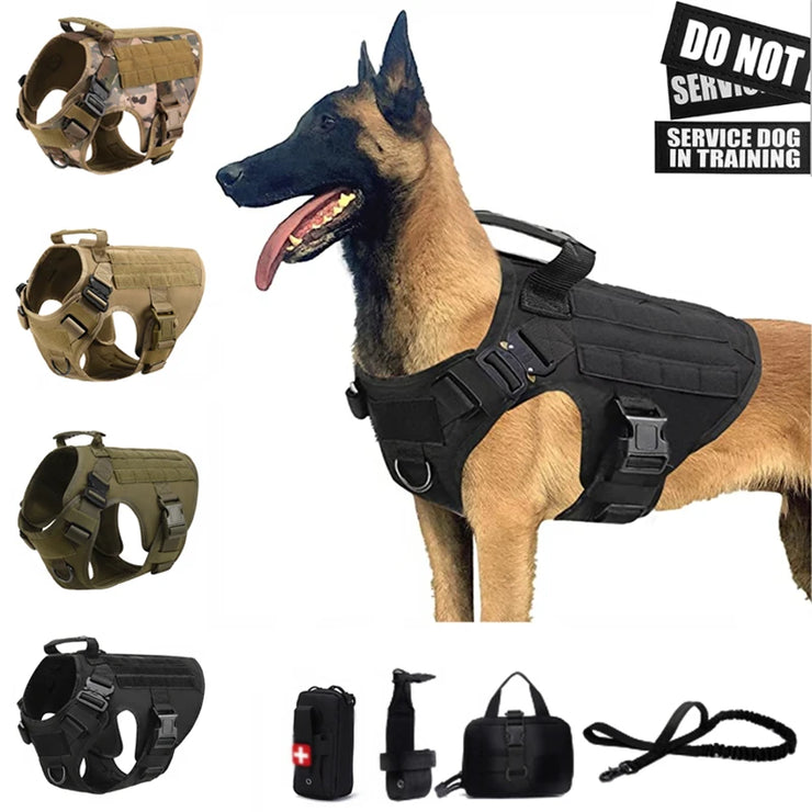 K9 Tactical Military Vest for Dogs – Training Harness & Leash Set for All Breeds