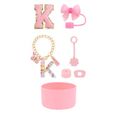 SipSavvy™ 7-Piece Pink Accessory Kit for Stanley Cup Tumbler – Custom Letter Set A–Z