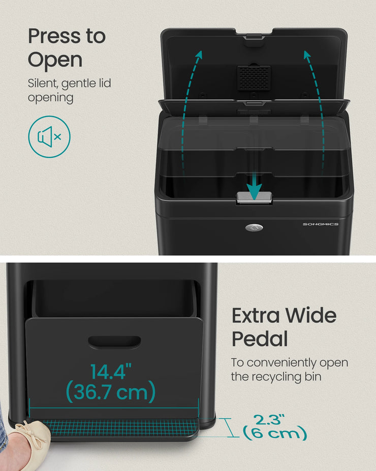 SONGMICS Vertical 3-Compartment Kitchen Bin – Smart Waste Management in Style